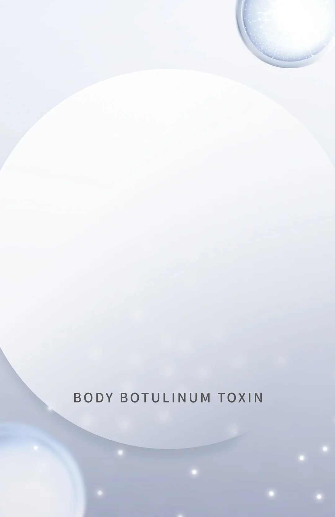 ボディボツリヌストキシンのイメージ、白背景に水滴とテキスト