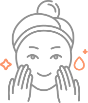 ヘアバンドをした女性の顔のイラスト。肌のケアのイメージ。