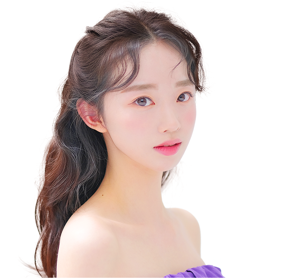 肩を出した、ウェーブがかった髪の若い女性のポートレート