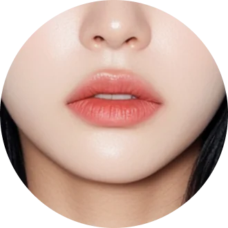 ふっくらとした唇と滑らかな肌の顔の一部。