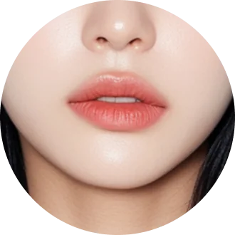 ふっくらとした赤い唇の女性の顔のクローズアップ