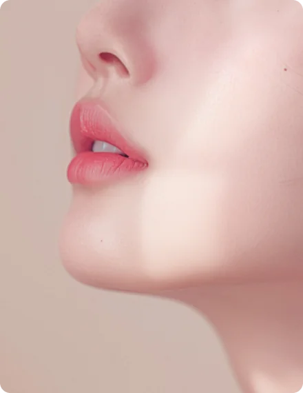 横顔の女性の顔の一部、唇の美容整形イメージ