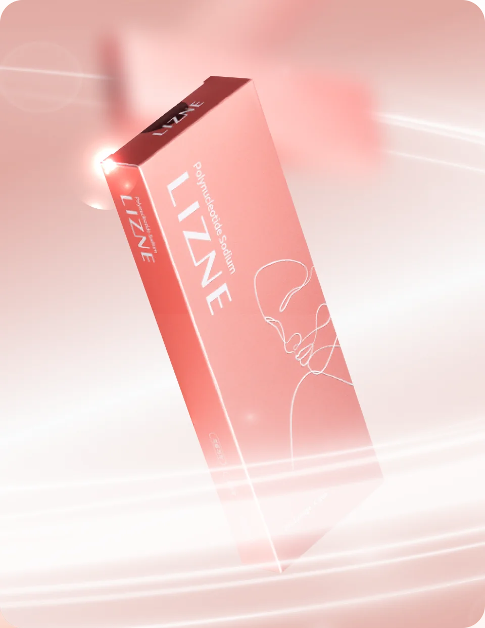 リズネ（LIZNE）の化粧箱、正面に女性の線画イラスト入り